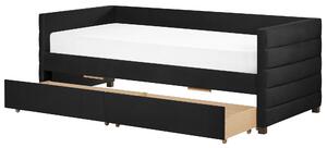 Denní postel s úložným prostorem Umělý samet MARRAY II 90 x 200 cm Černá