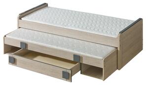 G16 Patrová postel nízká s úložným prostorem GUMI Barevné provedení Gumi: Dub Santana / Popel, Matrace 80x200x12cm (horní): bez matrace +0Kč, Matrace 80x195x8cm (spodní): bez matrace +0Kč