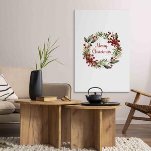 Obraz Vánoční věnec - nápis v angličtině obklopený akvarelovými rostlinami