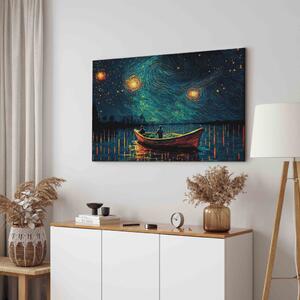 Obraz na akrylovém skle Hvězdná noc - impresionistická krajina s pohledem na moře a oblohu