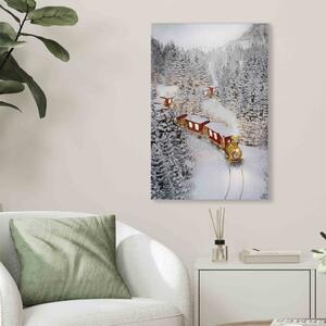 Obraz Vánoční vlak - pohádkový vlak jedoucí zasněženým lesem