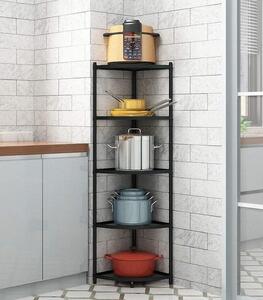 5 Tier Kitchen Corner Shelf Free Standing Pot Rack Organizér z nerezové oceli Cookware Rack
