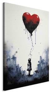 Obraz XXL Létající balon - akvarelová kompozice ve stylu Banksyho