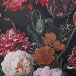 Povlak ART VELVET heem-zátiší s květinami černá 45 x 45 cm