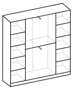 Šatní skříň ROJ 3D bez pásků, 156,4x205x39, bílá/černá
