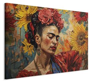 Frida Kahlo - Woman Against a Background of Sunflowers in the Style of Van Gogh’s Paintings [Large Format]