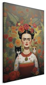 Cartoon Frida - A Colorful Portrait of the Artist With Two Cats [Large Format]