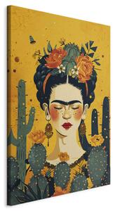 Frida With Cacti - Portrait of the Painter on an Orange Background [Large Format]