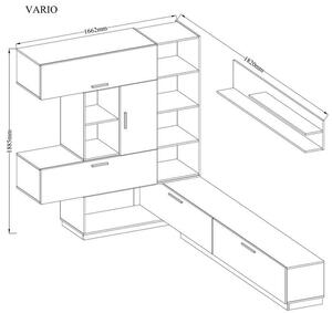 Lempert Obývací stěna 300 VARIO, bílý lesk/dub lancelot, 300