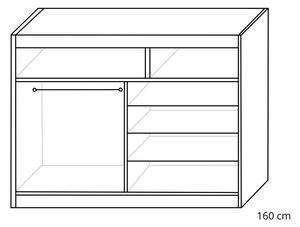 Posuvná šatní skříň GALAN, 120x216x61, šedá