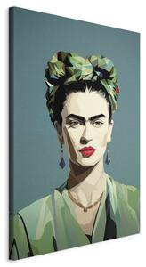Frida Kahlo - Minimalist and Geometric Portrait on a Green Background [Large Format]