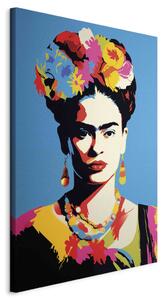 Frida Kahlo - Portrait of a Woman in Pop-Art Style on a Blue Background [Large Format]