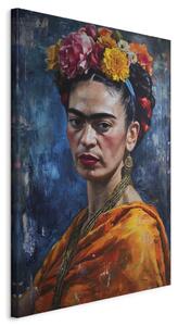 Frida Kahlo - Painterly Portrait of the Artist on a Dark Blue Background [Large Format]