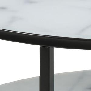 Konferenční stolek Stenet (kruh, 1x police, bílá, černá)