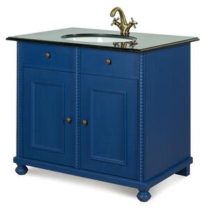 Modrá koupelnová skříňka s žulovou deskou IDART 0067 G