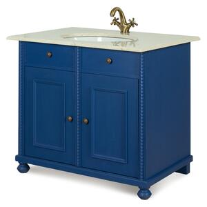 Modrá koupelnová skříňka s mramorovou deskou IDART 0066 M
