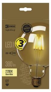 LED žárovka Emos Z74303, E27, G125, 4W, teplá bílá+