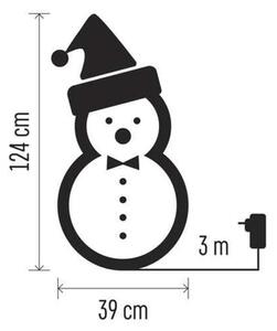 Vánoční sněhulák Emos DCFC01, studená bílá, ratan, 124cm