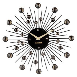 KARLSSON Nástěnné hodiny Sunburst střední černé krystaly ∅ 30 cm