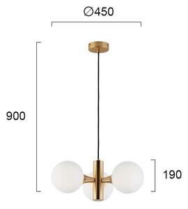 Lustr na lanku GLOBE 3xE14/7W/230V zlatá