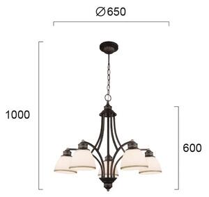 Lustr na lanku CLAIR 5xE27/60W/230V pr. 65 cm bronzová