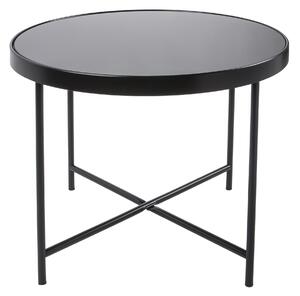 Černý Velký stolek se skleněnou deskou Ø 60 cm × 46 cm LEITMOTIV