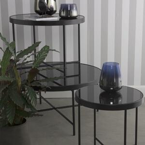 Černý Velký stolek se skleněnou deskou Ø 60 cm × 46 cm LEITMOTIV