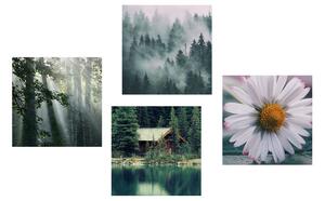Set obrazů chata v malebných horách