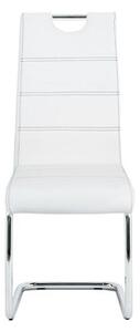 Autronic HC-481 WT - Jídelní židle, potah bílá ekokůže, černé prošití, kovová pohupová podnož, chrom