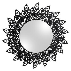PRESENT TIME Zrcadlo s černým rámem Peacock Feathers Ø 60 cm, zrcadlo Ø 30 cm