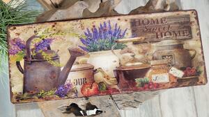 Hnědá antik nástěnná kovová cedule Home Sweet Home - 50*20cm