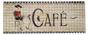 Šedo-černá antik nástěnná kovová cedule Café - 50*20cm