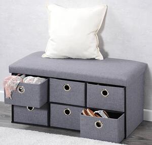 Kesper Botník - lavice s 6 úložnými boxy na boty a doplňky, textilní, šedá