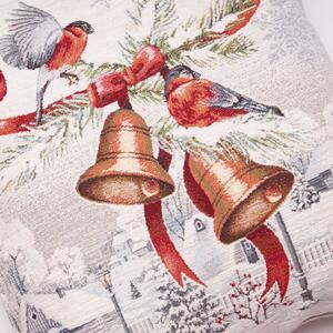 Tegatex Gobelínový povlak na polštář - Vánoční chenille Zvonečky s mašlí 42*42 cm