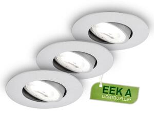 BRILO 7989034 3ks sada LED vestavné bodové svítidlo EEK A 2W, 230V, nastavitelné, ultraploché, 90mm, matný chrom - BRILO