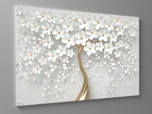 Liox Obraz bílého stromu s květinami Rozměr: 40 x 25 cm
