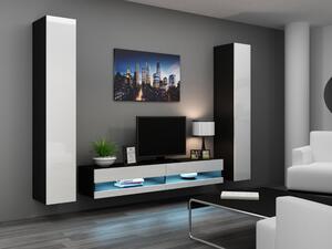 Stylová obývací stěna VIGO NEW sestava 4 Barevné provedení VIGO: Černá / Černý lesk, LED osvětlení: bez osvětlení +0Kč