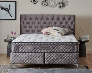 Čalouněná postel DELUXE s matrací - šedá 180 × 200 cm