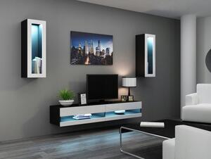 Elegantní obývací stěna VIGO NEW sestava 11 Barevné provedení VIGO: Černá / Černý lesk, LED osvětlení: bez osvětlení +0Kč