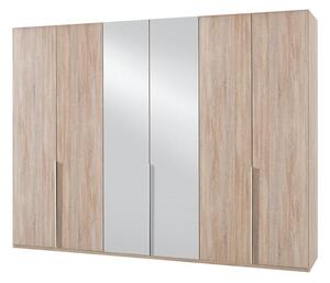 Skříň Moritz - 270x236x58 cm (dub, zrcadlo)