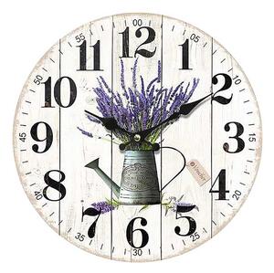 Autronic Nástěnné dřevěné hodiny Lavender, 34 cm