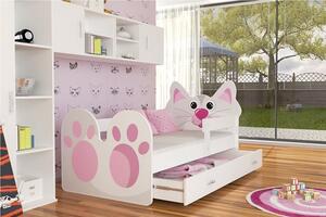 AJK Dětská postel kočka s matrací s roštem a šuplíkem 2 Velikost spací plochy: 140x80