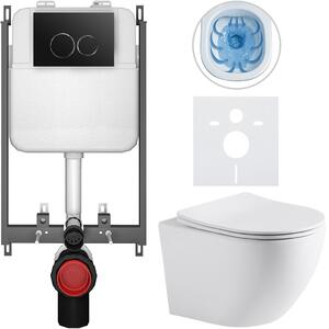 Kompletní WC set Basic/Cesso - bílá matná - WC tlačítko Dualo/Černá - pro zazdění - 49x36 cm - 8050BD86246