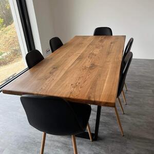 Dubový stůl Sylvester Hrana stolu: Rovná, Barva podnoží: Bílá, Rozměry stolové desky 90: 1500x900 (mm) + 0 Kč