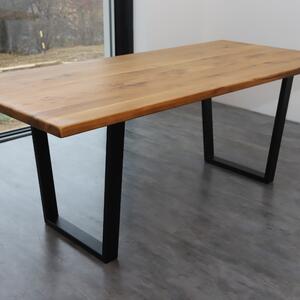 Dubový stůl Sylvester Hrana stolu: Rovná, Barva podnoží: Bílá, Rozměry stolové desky 90: 1400x900 (mm) + 0 Kč