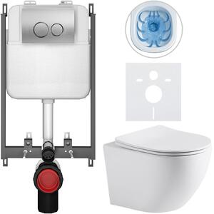 Kompletní WC set Basic/Cesso - bílá matná - WC tlačítko Dualo/Stříbrná - pro zazdění - 49x36 cm - 8050BD86251
