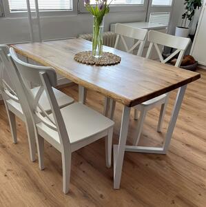 Dubový stůl Doplh Rozměr stolové desky: 1500x800 (mm) + 0 Kč, Hrana stolu: Rovná, Barva podnoží: Bílá