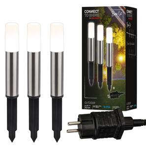 BRI 3925032 Startovací sada Junca – CONNECT TO SHINE, 3ks svítidel pro osvětlení cesty, IP44, design nerez ocel - BRILONER