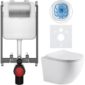 Kompletní WC set Basic/Cesso - bílá matná - WC tlačítko Modulo/Stříbrná - pro zazdění - 49x36 cm - 8050BD86281