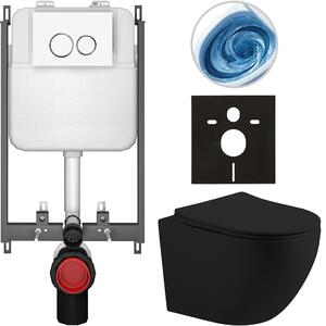 Kompletní WC set Basic/Cesso - černá matná - WC tlačítko Dualo/Bílá - pro zazdění - 49x36 cm - 8050BD86196